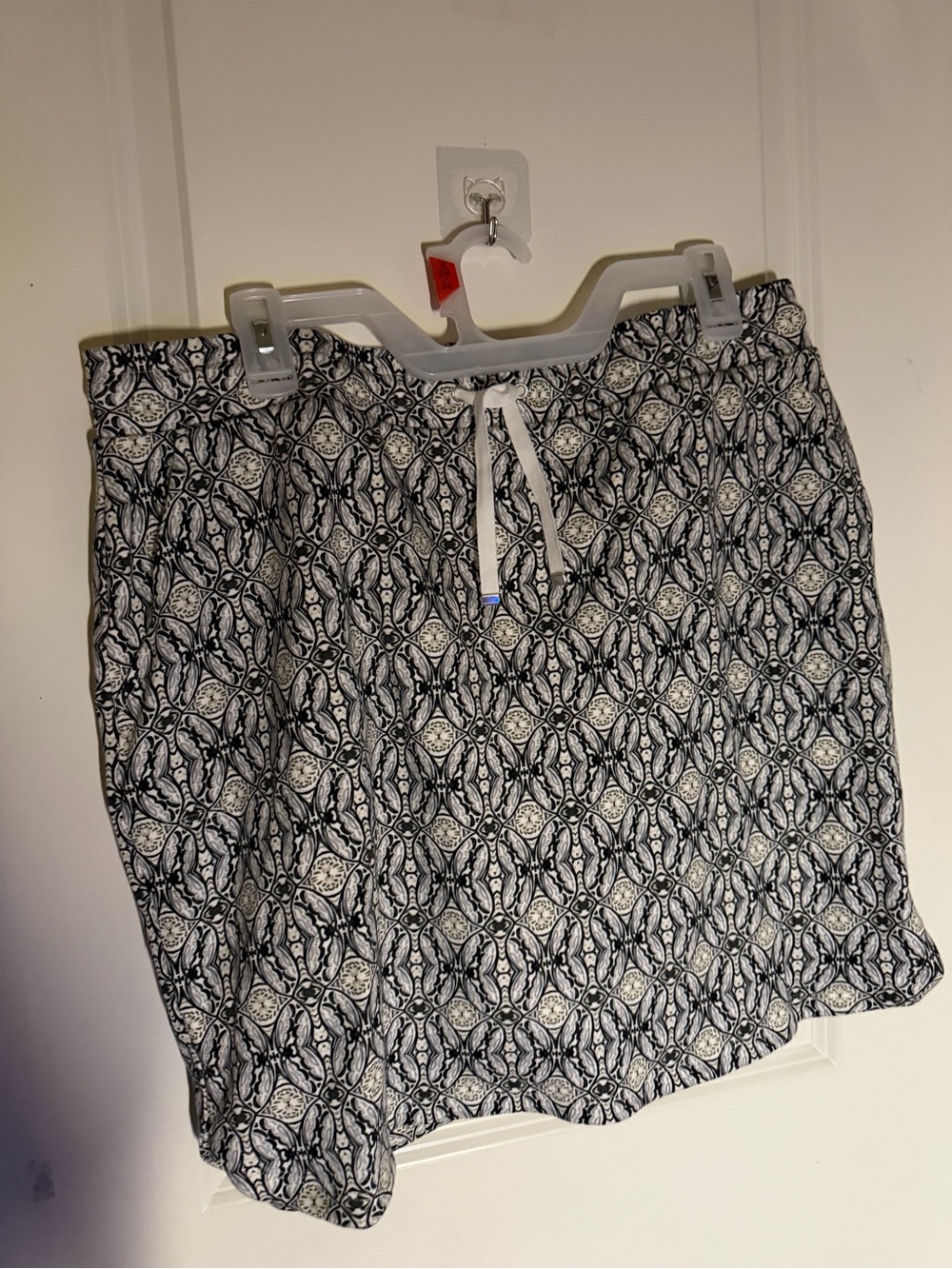croft & barrow Black and White Geometric Drawstring Mini Skirt